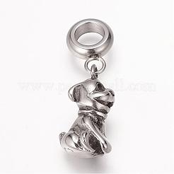 Dijes colgantes europeos de cachorro de acero inoxidable 304&nbsp;OPDL-K002-AS-05