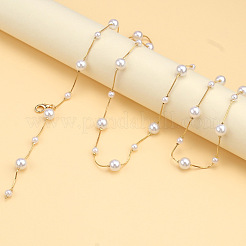 Chaînes de taille à pompon en alliage et imitation de perles rondes en plastique pour femmes&nbsp;WG258D9-01
