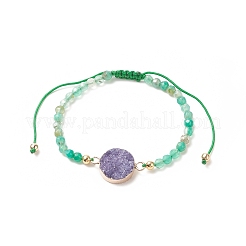 5 Stück 5 farbig gefärbte natürliche Drusy-Achat-Armbänder mit flachen runden Gliedern im Set&nbsp;BJEW-JB09275