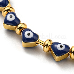 Cuore con braccialetti di perline smaltati malocchio&nbsp;BJEW-G675-03G