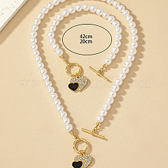 Herz-Legierung Strass & Emaille Armbänder & Halsketten Sets&nbsp;FS-WGE9C39-01