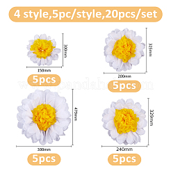 20 pièce 4 styles de décorations suspendues en forme de boule de fleur en papier marguerite&nbsp;DIY-FH0010-52