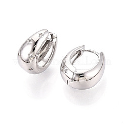 Orecchini a cerchio a goccia in ottone micro pavé di zirconi cubici trasparenti&nbsp;EJEW-T048-26P