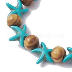 Barcelets extensibles en perles turquoise synthétique&nbsp;BJEW-JB10293-01