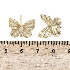 Schmetterling Messing Micro Pave klare Zirkonia Ohrstecker Zubehörse&nbsp;KK-F921-02G