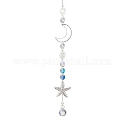 Hängende Sonnenfänger aus Edelstahl (Seestern) und Messing (Mond)&nbsp;HJEW-JM04623