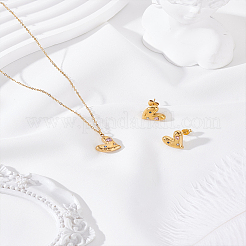 Edelstahl Pave bunte Zirkonia Herz Halsketten & Ohrstecker Sets für Frauen&nbsp;SJEW-LP0001-42G