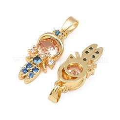 Pendentifs avec zircon cubiques à micro-pavés en laiton&nbsp;KK-B161-07G