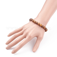 8.5mm ronde peau d'éléphant naturel jaspe/miriam pierre/perles de calligraphie bracelet extensible pour hommes femmes&nbsp;BJEW-JB07087-02