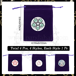 4 bolsa de terciopelo con cordón para guardar joyas con estampado de estrellas de 4 estilos&nbsp;WICR-CN0001-02