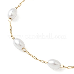 Pulseras de eslabones ovalados con cuentas de imitación de perla ABS para mujer&nbsp;BJEW-JB11839
