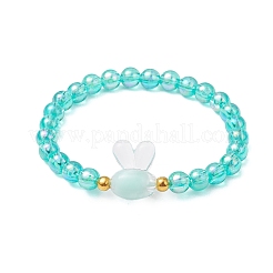 6 Stück Stretch-Armbänder aus Acrylperlen mit Osterhasenmotiv&nbsp;BJEW-JB11294