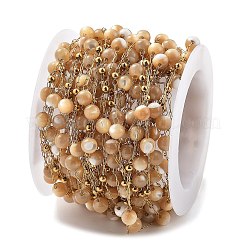 Chaînes à maillons en coquillages naturels et perles en acier inoxydable 304&nbsp;CHS-K021-08A-02