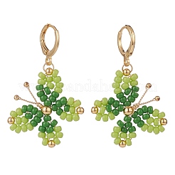 3 paio di orecchini a leva pendenti con farfalla intrecciata in vetro a 3 colori&nbsp;EJEW-TA00127