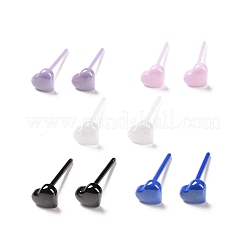Orecchini a bottone con cuore in ceramica ipoallergenica in bioceramica con zirconi&nbsp;EJEW-Z023-08