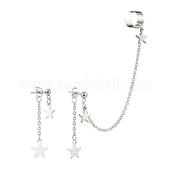 Boucles d'oreilles asymétriques en forme d'étoile en acier inoxydable 304 résistant au ternissement&nbsp;EJEW-JE04889-02