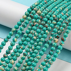 Brins de perles teintes en jaspe impérial synthétique&nbsp;G-D077-A01-02O
