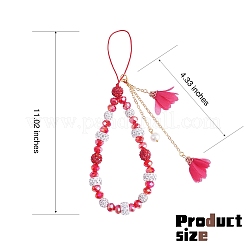Correa para móvil de cadena con cuentas de vidrio y rhinestone de arcilla polimérica&nbsp;HJEW-SW00021-02