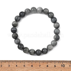 Pulseras elásticas de cuentas redondas de piedra ojo de águila natural para mujeres y hombres.&nbsp;BJEW-JB13859