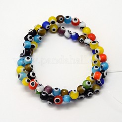 Chapelets de perle rondes au mauvais œil manuelles&nbsp;LAMP-L055-8mm-M