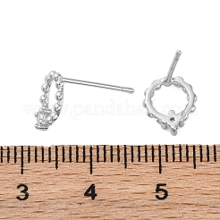 Orecchini a bottone in ottone con zirconi chiari&nbsp;EJEW-Q014-33P