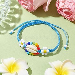 Bracciali di perline intrecciate con conchiglie di ciprea e semi di vetro&nbsp;BJEW-JB11081-04