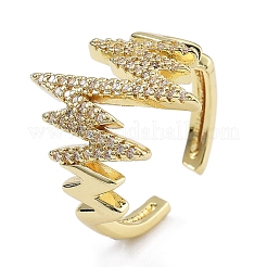 Gestellplattierung Messing Mikropflaster klare Zirkonia Manschettenfingerringe für Frauen&nbsp;RJEW-M028-46G