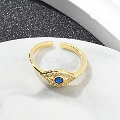 Offene Manschettenfingerringe aus Messing mit Mikropflaster und Zirkonia für Damen&nbsp;RJEW-M028-76G