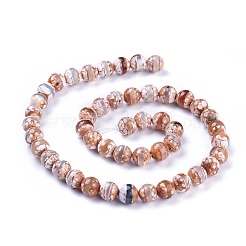 Perline dzi con motivo a strisce in stile tibetano&nbsp;TDZI-G002-10mm-10