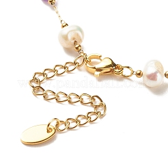Pulsera de perlas y amatistas naturales&nbsp;BJEW-JB08293-03