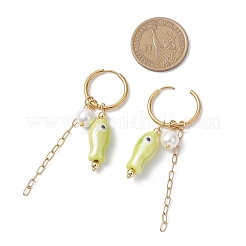 Boucles d'oreilles créoles en forme de poisson en acier inoxydable 304&nbsp;EJEW-JE06748