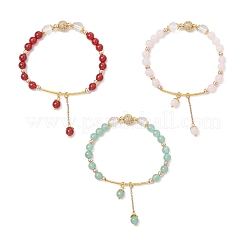 Braccialetti con ciondoli di perline rotonde in cristallo di quarzo naturale&nbsp;BJEW-JB11931