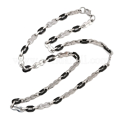 Collares de cadena de eslabones cruzados y ovalados de acero inoxidable 201 para mujer&nbsp;NJEW-B143-02EBP