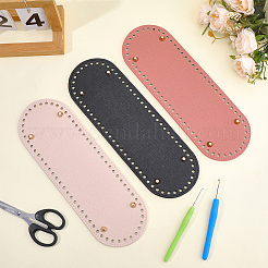 3 stücke 3 farben oval pu leahter stricken häkeln taschen boden&nbsp;AJEW-CL0001-77