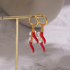 Boucles d'oreilles créoles en acier inoxydable 304 couleur piment fort&nbsp;LS-CA2764