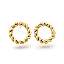 Pendientes de botón con forma de cuerda torcida de acero inoxidable 304 con revestimiento iónico (IP) para mujer&nbsp;X-EJEW-N097-006LG