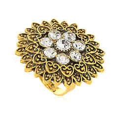 Vintage-Fingerringe im orientalischen Blumenstil aus Zinklegierung mit Strassen&nbsp;TH0297-1
