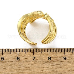 Mikropavé-Manschettenringe aus klarem Zirkonia aus Messing für Damen&nbsp;RJEW-H248-01G-02