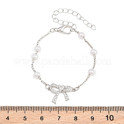 Bracelets en alliage micro-pavé de zircon cubique transparent&nbsp;AL-CBA3C8B-07B-P