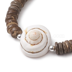 Stretch-Armbänder aus natürlichen Kokosnuss-Rondellperlen&nbsp;BJEW-JB10250-02
