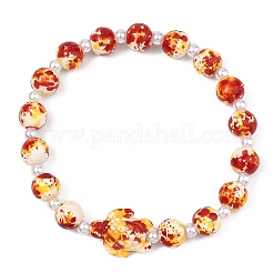 Pulseras elásticas de turquesa sintética teñida y perlas de imitación de plástico ABS para mujer&nbsp;BJEW-JB13641