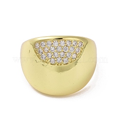 Anillo abierto de latón micro pavimentado con circonio cúbico transparente para mujer&nbsp;RJEW-M165-03A-G