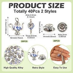 40 pièces 2 styles breloques en alliage de style tibétain&nbsp;FIND-TA0009-22