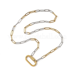 Collane a catena a graffetta in ottone bicolore da 3.5 mm con chiusura a vite in acciaio inossidabile 304&nbsp;NJEW-JN06537