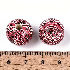 Cuentas de madera de schima impresas de estilo bohemio&nbsp;LS-WOOD-T032-31D