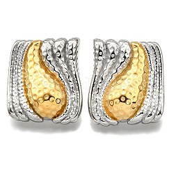 Pendientes de botón bicolor de acero inoxidable 304 para mujer&nbsp;EJEW-R023-01GP-02