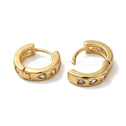 Orecchini a cerchio con micro pavé di zirconi in ottone placcato cremagliera&nbsp;EJEW-L224-57G-05