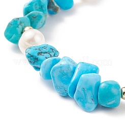 Chip di howlite naturale e braccialetto scorrevole con perline di perle&nbsp;BJEW-JB08334-06