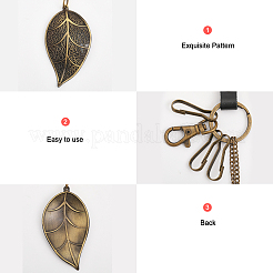 1 pendentif décoratif vintage en cuir et alliage de feuille&nbsp;KEYC-CA0001-45