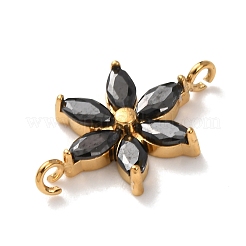 Dijes conectores de eslabones florales de acero inoxidable 304 con circonitas cúbicas engastadas&nbsp;STAS-T026-03C-01G